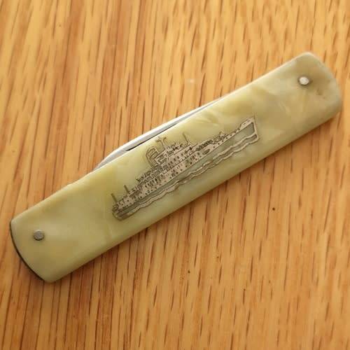 RMS Windsor Castle - Pocket Knife - E Blyde & Co Sheffield England - Faux Mother of Pearl