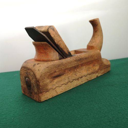 ANTIQUE 19th Century Wood Block Plane Primitive Woodworking Hand Tool Planer Pull Type