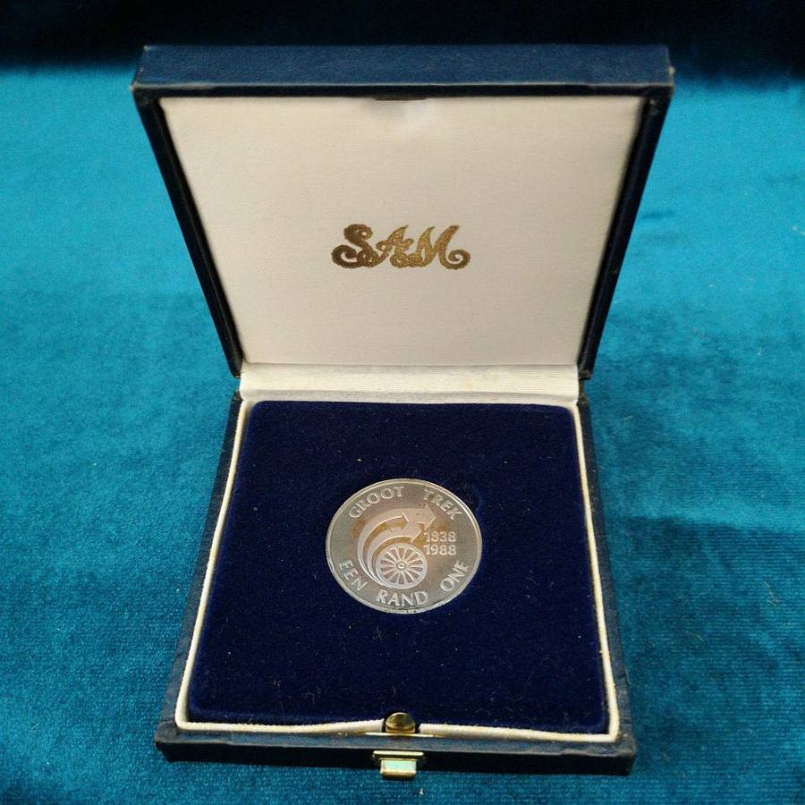 Republic of South Africa : Silver Proof R1 of 1988 (Groot Trek 1838-1988)