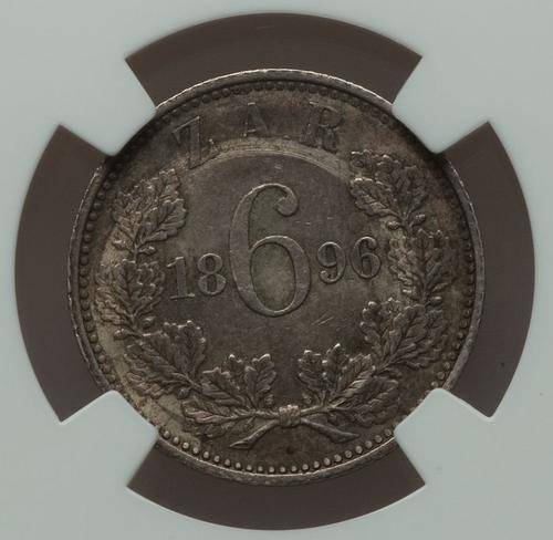 1896 Silver sixpence choice example ZAR