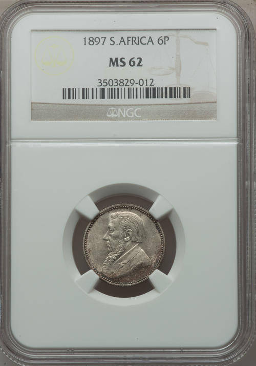 1897 Sixpence MS62 Choice Grade with Considerable Lustre * Bidding Starts at R1.00 *