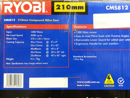 Mitre Saw 210mm 1200W. Ryobi Power Tools