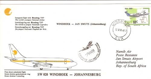 AVIATION NAMIBIA NAMIB AIR N0 37 WINDHOEK TO CAPE TOWN  UNSIGNED MISSING PRINTING
