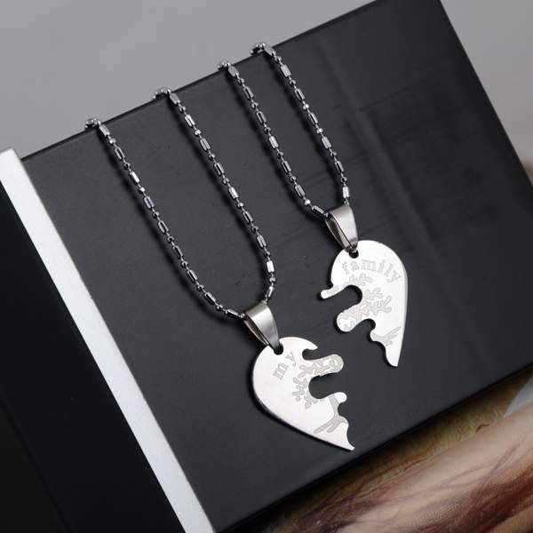 Couples Stainless Steel Necklace  Set- Pendant & chain Price Per Set JN06465
