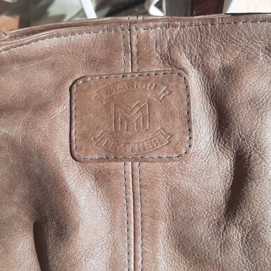 Used -The MJ Handbag Genuine Leather Handbag 100% Genuine Bovine (Cow) Leather 36cm x 29cm x 13cm