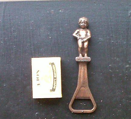 Bronze mannequin pis(peeing boy) Bruxelles(city of Brussels in Belgium) Bottle opener