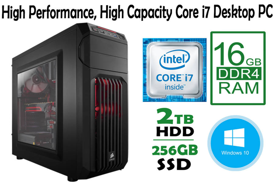 PROMO: High-performance, High-capacity Core i7 Desktop PC -**Core i7, 16GB RAM, SSD + HDD, Win10**