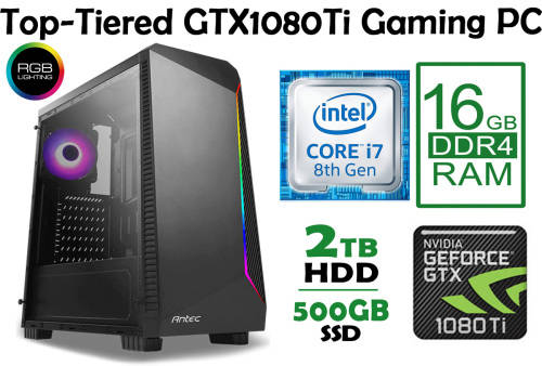 GODLIKE!! Top-tiered RGB GTX1080Ti Gaming PC - *8th Gen i7, 16GB RGB, NVMe + HDD, GTX1080Ti 11GB*
