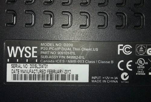Dell WYSE D200 P20 PCoIP Dual Core Zero Thin Client