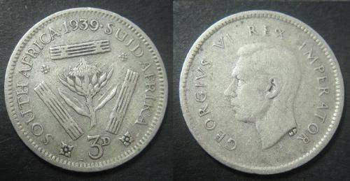 Crazy R1 Start Auction! Union of South Africa : Silver Tickey (3d) of 1939