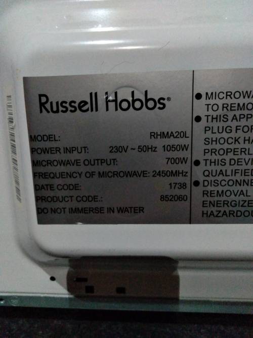 Russell Hobbs 20L Microwave !!!!! Pickup only in Sasolburg !!!!!