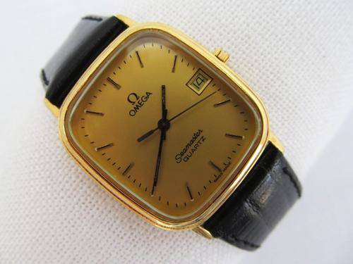 RARE OMEGA SEAMASTER DATE GOLDPLATED QUARTZ MENS DRESSWATCH