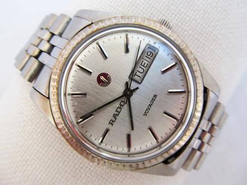 RADO VOYAGER DAY/DATE STEEL AUTOMATIC MEN'S WATCH, SILVER DIAL