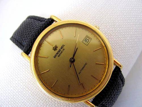 RAYMOND WEIL GENEVE 18K GOLD PLATED AUTO MENS DRESSWATCH
