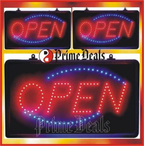 2 to GO! "OPEN" FLASHING LED SIGN - Attract Attention to your Business!! - 480 x 250mm - Indoor use.