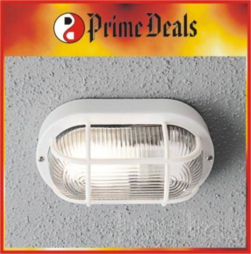 8 to GO!! REDISSON 100W LARGE UTILITY OVAL OUTDOOR WHITE BULKHEAD LIGHT - Walls, Patios, Roofs!!!