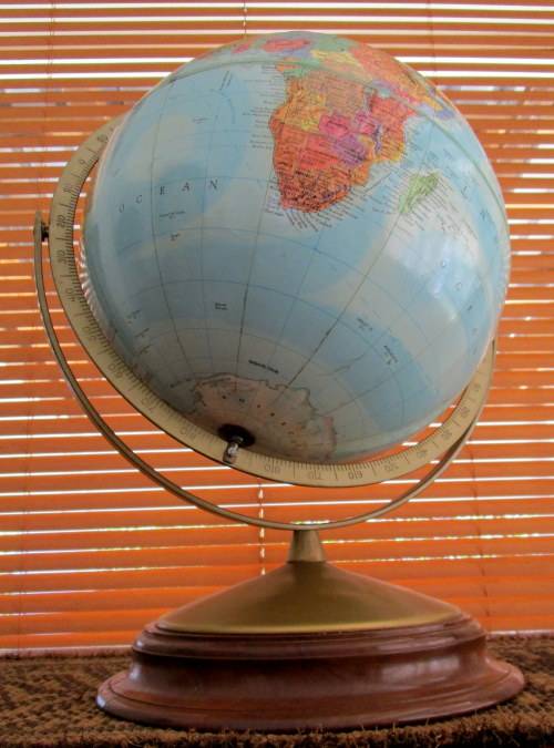 REPLOGLE STEREO RELIEF GLOBE WITH SUBSTENTIAL WOODEN BASE