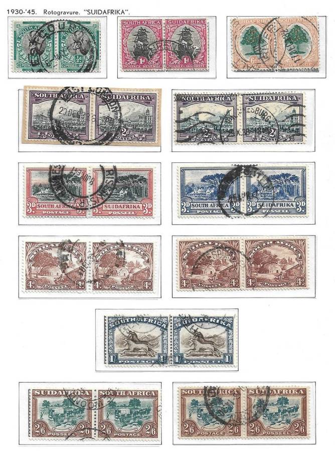 1930 - 45 UNION OF SOUTH AFRICA ROTOGRAVURE LOT GOOD VALUE AS PER SCAN