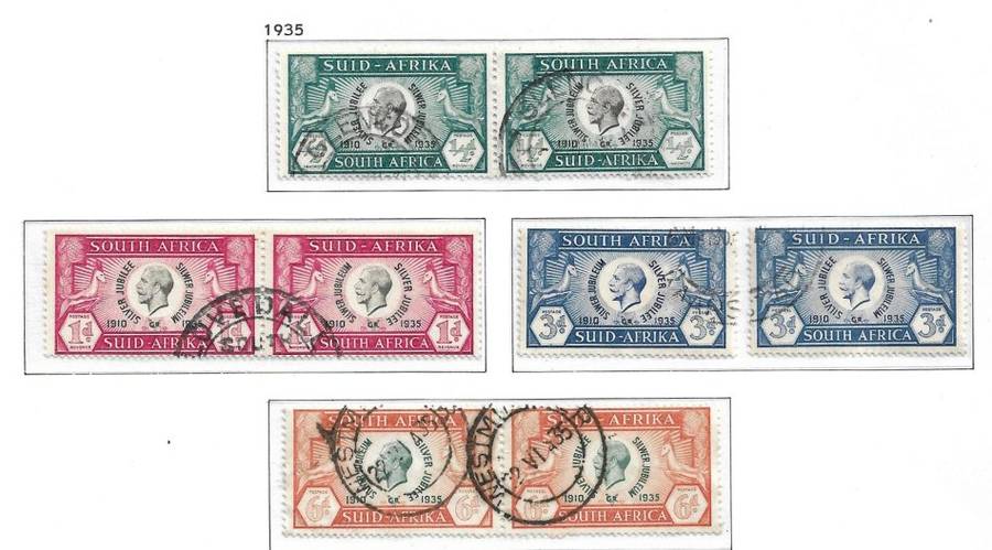 Union of South Africa 1935 King George V Silver Jubilee SACC 64-67 3d Variety Vg.  used as per scan