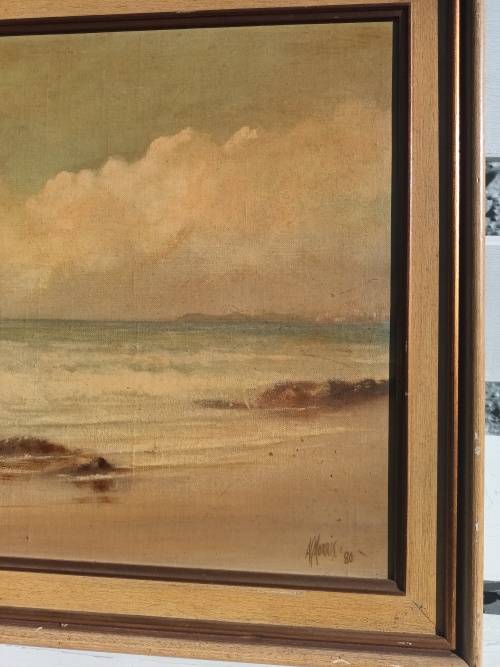 AG MORRIS 1980 Painting - Durban Bluff From Umhlanga: Early Morning