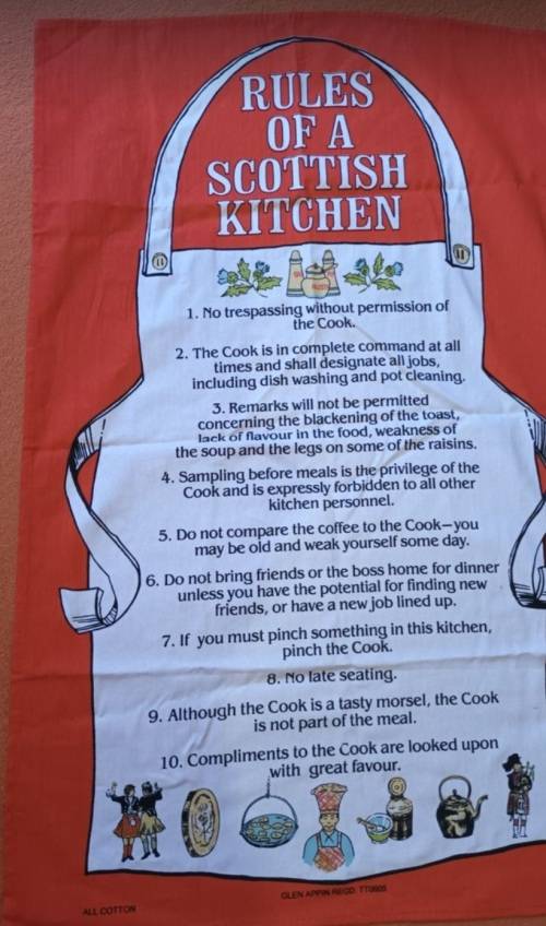 Glen Appin Rules of a Scottish Kitchen Tea Towel (RARE FIND)