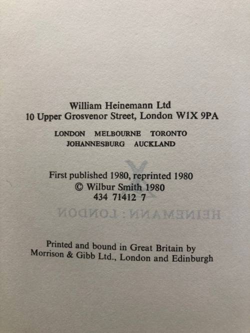 WILBUR SMITH A Falcon Flies 1st Edition Reprint Hardback 1971