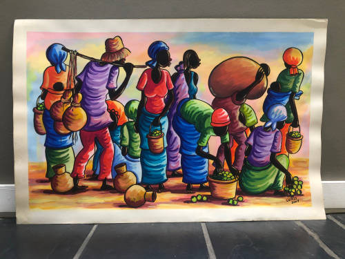 AFRICAN ART LUKA FERNANDO - FIGURE MARKET GROUPING