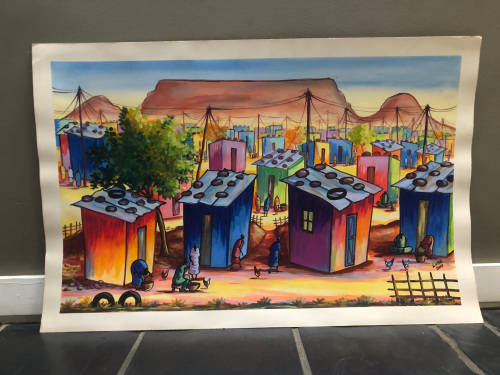 AFRICAN ART LUKA FERNANDO - INFORMAL SETTLEMENT TABLE MOUNTAIN