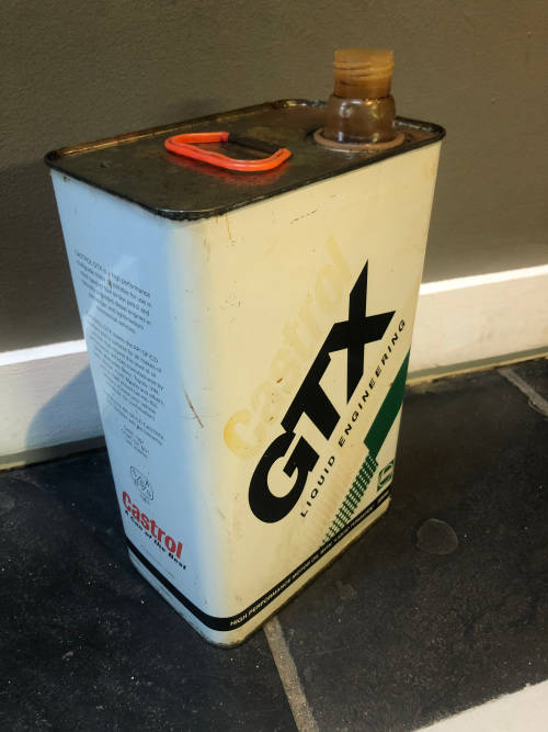 2 EMPTY CASTROL 5L OIL CANS 1980s