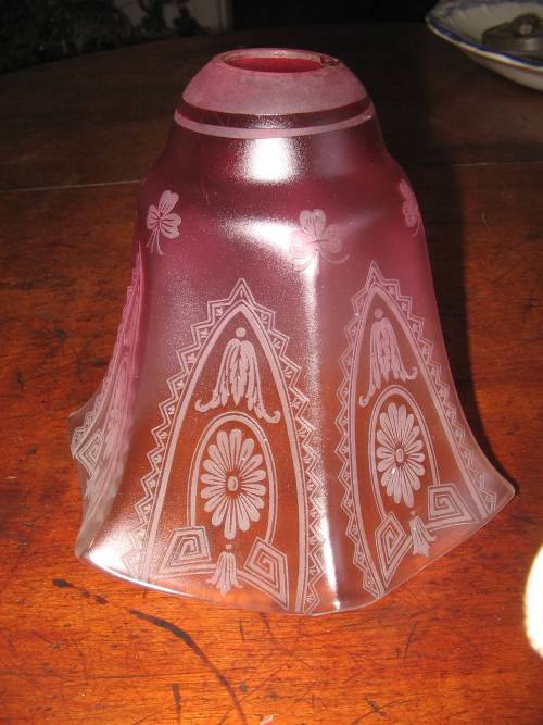 Antique Ruby Cranberry Glass Lamp Shade