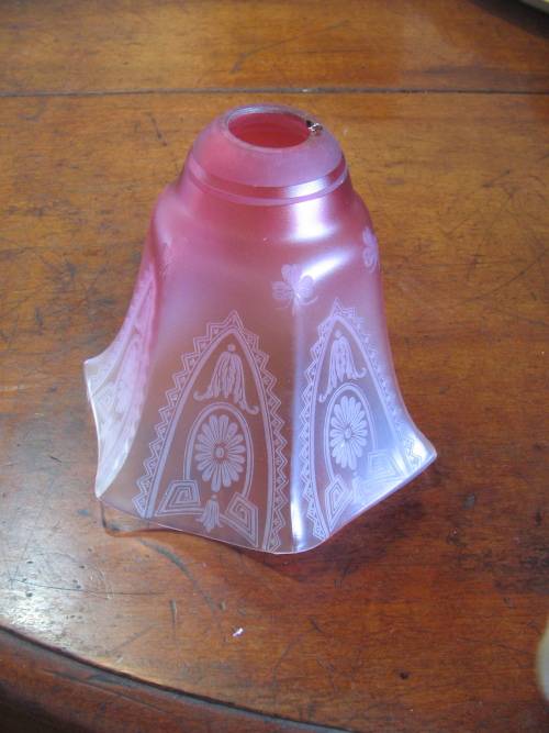 Antique Ruby Cranberry Glass Lamp Shade