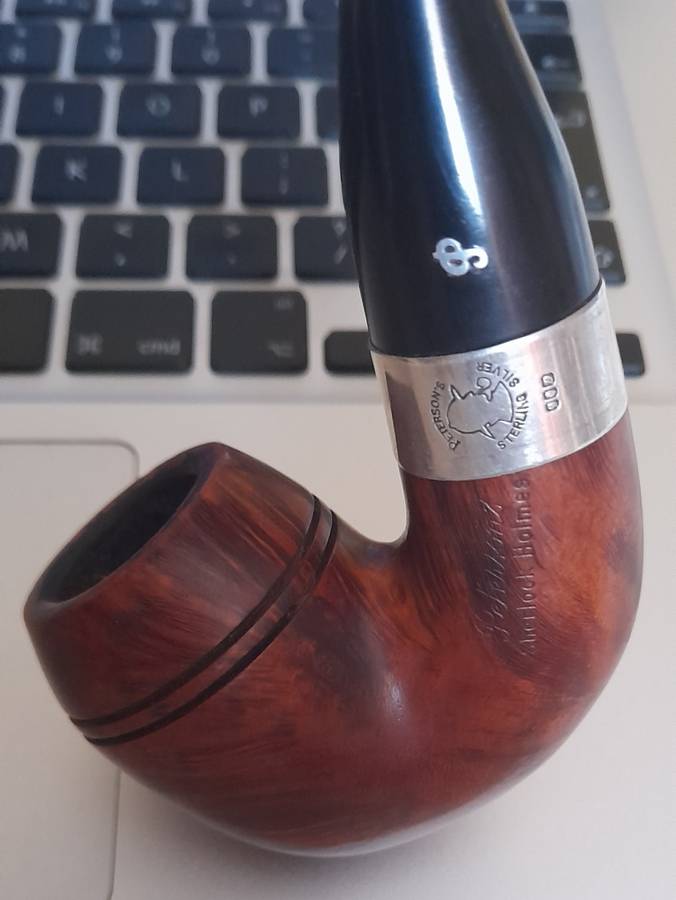 Peterson Sherlock Holmes Baskerville Briar 9mm Pipe - Silver mounted - Bargain