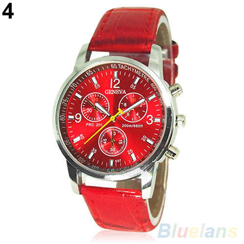 Mens Womens Fashion Faux Leather Band Quartz Analog Dress Bracelet Wrist Watch