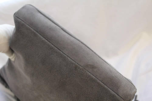 FIRENZE ITALIAN MADE GREY GENUINE SUEDE LEATHER TOTE HANDBAG WITH FRINGED TASSEL DETAIL