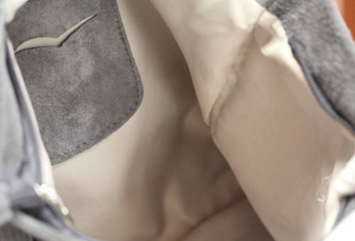 FIRENZE ITALIAN MADE GREY GENUINE SUEDE LEATHER TOTE HANDBAG WITH FRINGED TASSEL DETAIL