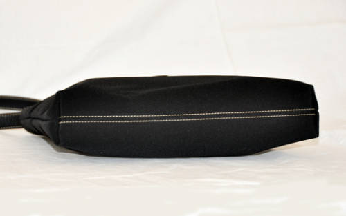LAUREN RALPH LAUREN (LRL) BLACK NYLON BAG WITH BLACK LEATHER STRAPS AND SILVER METAL DETAILS