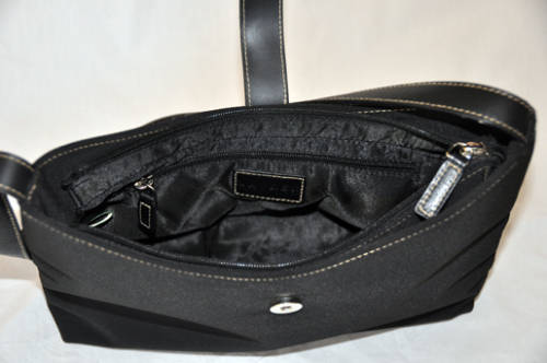 LAUREN RALPH LAUREN (LRL) BLACK NYLON BAG WITH BLACK LEATHER STRAPS AND SILVER METAL DETAILS