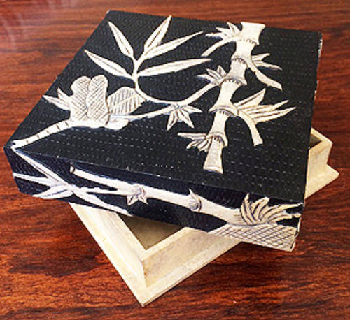 BEAUTIFUL BAMBOO THEMED STONE TRINKET BOX