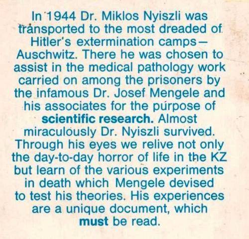 Auschwitz - A Doctor's Eye-Witness Account  -  Dr Miklos Nyiszli