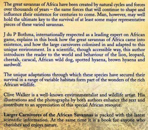 Larger Carnivores of the African Savannas - J du P Bothma and Clive Walker
