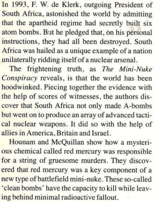 The Mini-Nuke Conspiracy - Mandela's Nuclear Nightmare  - Peter Houman and teve McQuillan