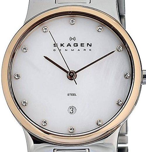 SKAGEN Denmark Crystal Accented Mother Of Pearl Ladies Watch