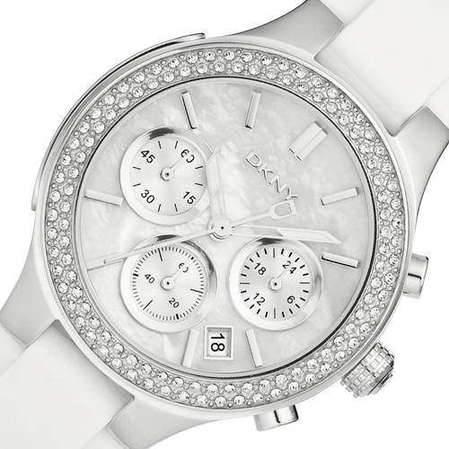 DKNY Crystal Accented Mother Of Pearl Chronograph Ladies Watch