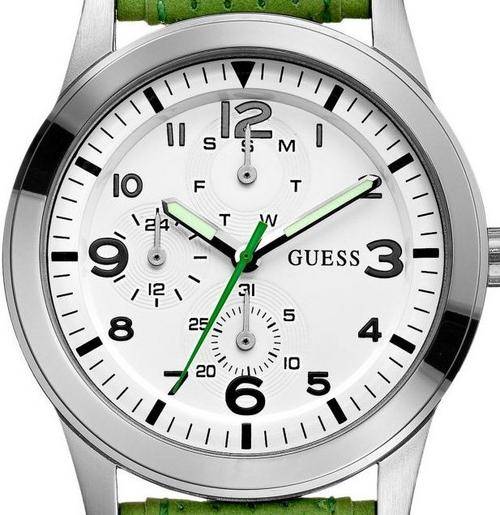 GUESS Green Leather Chronograph Ladies Watch