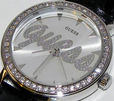 GUESS Crystal Accented Logo Ladies Watch