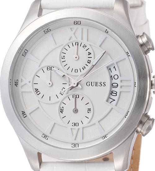 GUESS Steel White Dial Chronograph Mens Watch