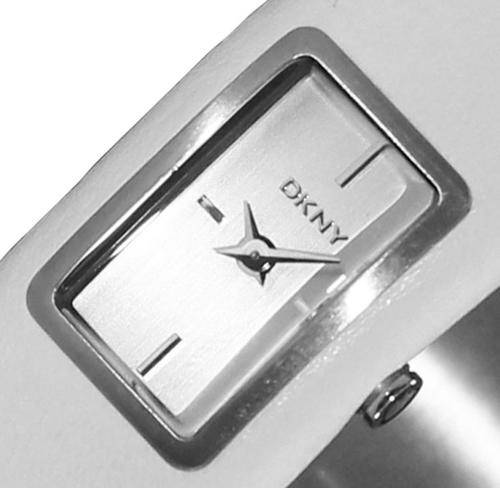 DKNY White Leather & Stainless Steel Ladies Bangle Watch