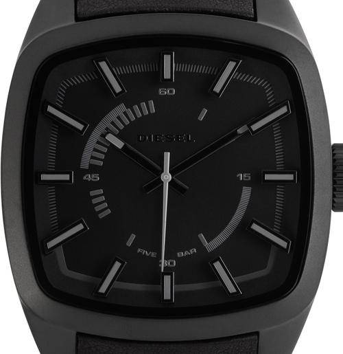 DIESEL Blackout Leather Band Mens Watch
