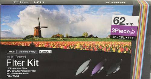 VIVITAR Series 1 Multi-Coated 62mm 3 Piece Filter Kit (UV/CPL/FLD)