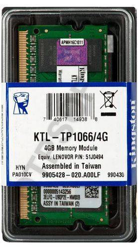 KINGSTON 4GB DDR3 PC3-8500 (1066MHz) (1 x 4GB) For Lenovo ThinkPad